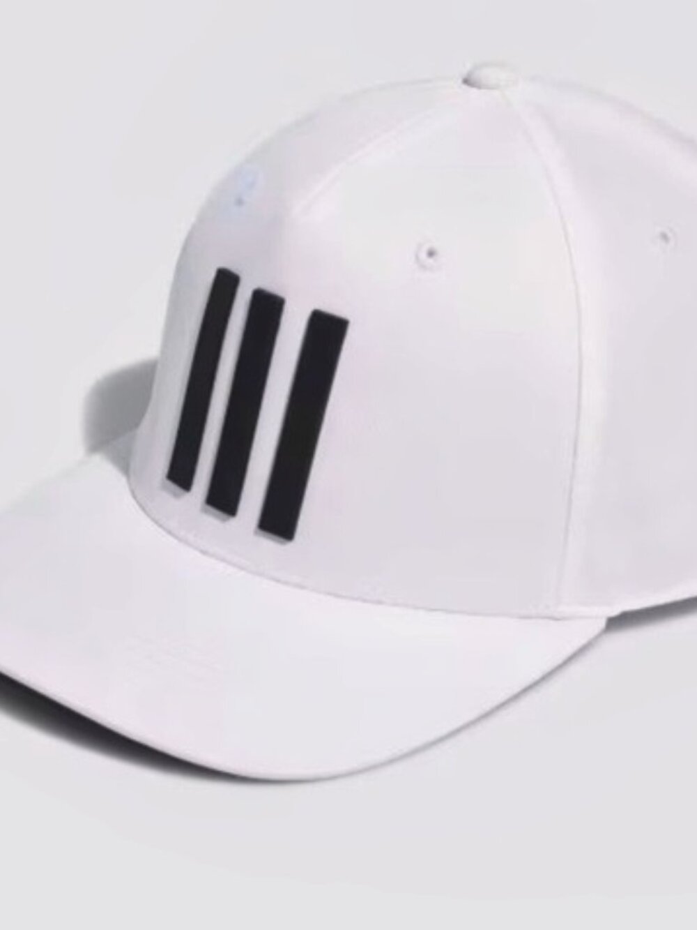 Adidas Lightweight White Tour Golf Cap with Black 3-Stripe Accent